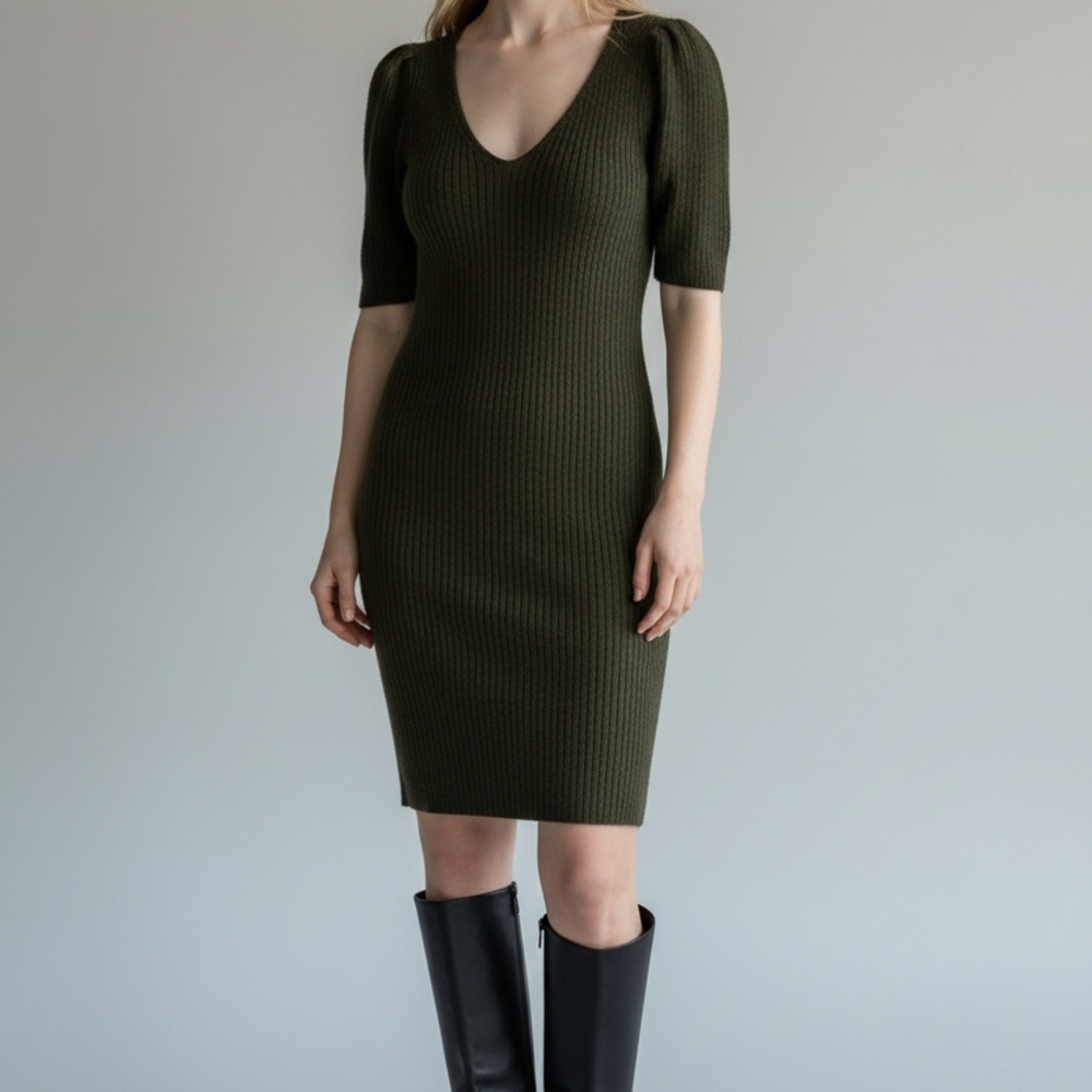Olive Green Knit Dress